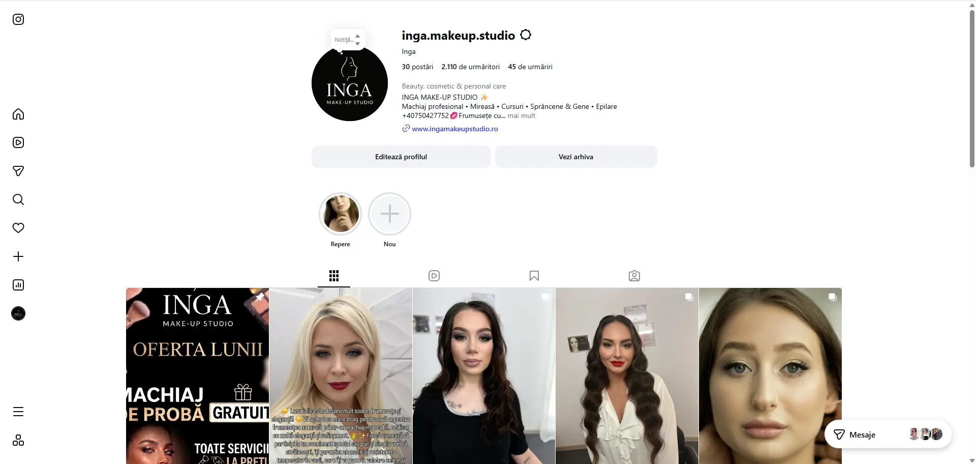 Der Instagram-Account von Inga Make-up Studio